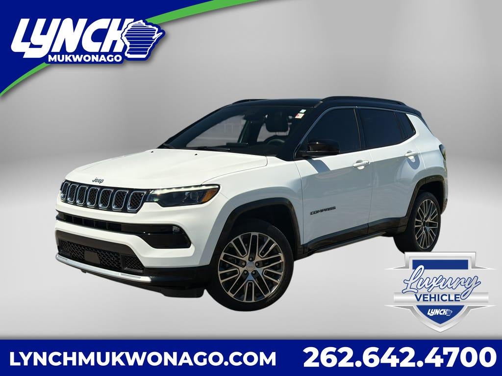 2023 Jeep Compass Limited in Bright White Clearcoat — front three-quarter view